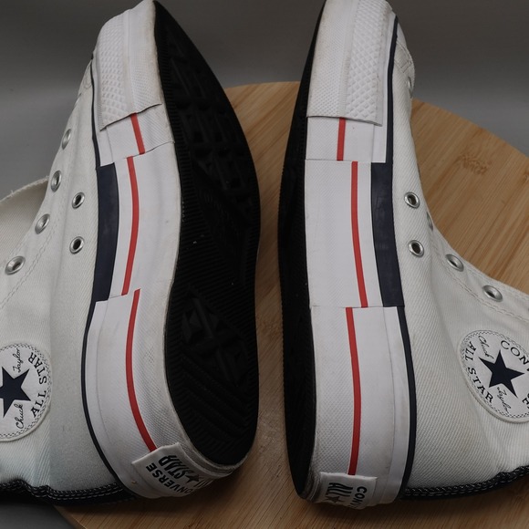 Converse Shoes Womens 10 Chuck Taylor All Star High Top White Denim A03961C Flaw - Picture 8 of 11